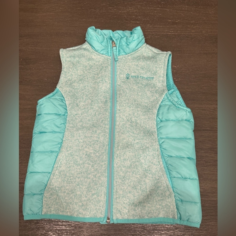 Free Country Youth Kids Blue Puffer Winter Vest Size 7/8